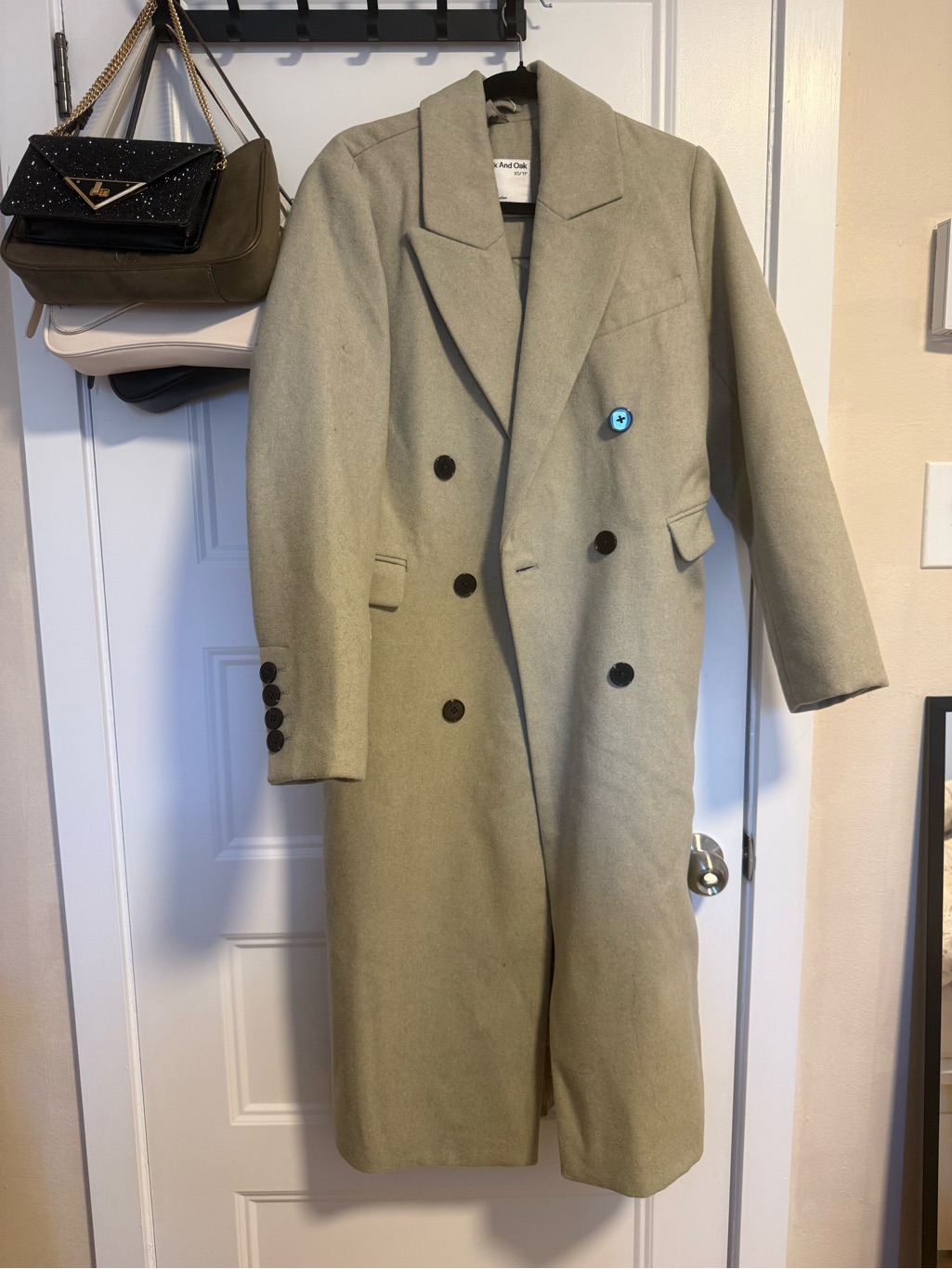 Frank & Oak Double-Breasted Trench Coat In Sage